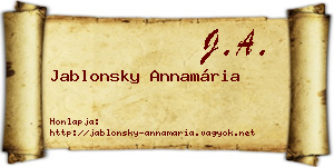 Jablonsky Annamária névjegykártya
