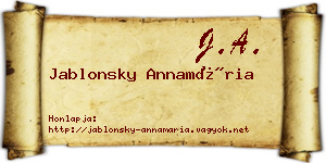 Jablonsky Annamária névjegykártya